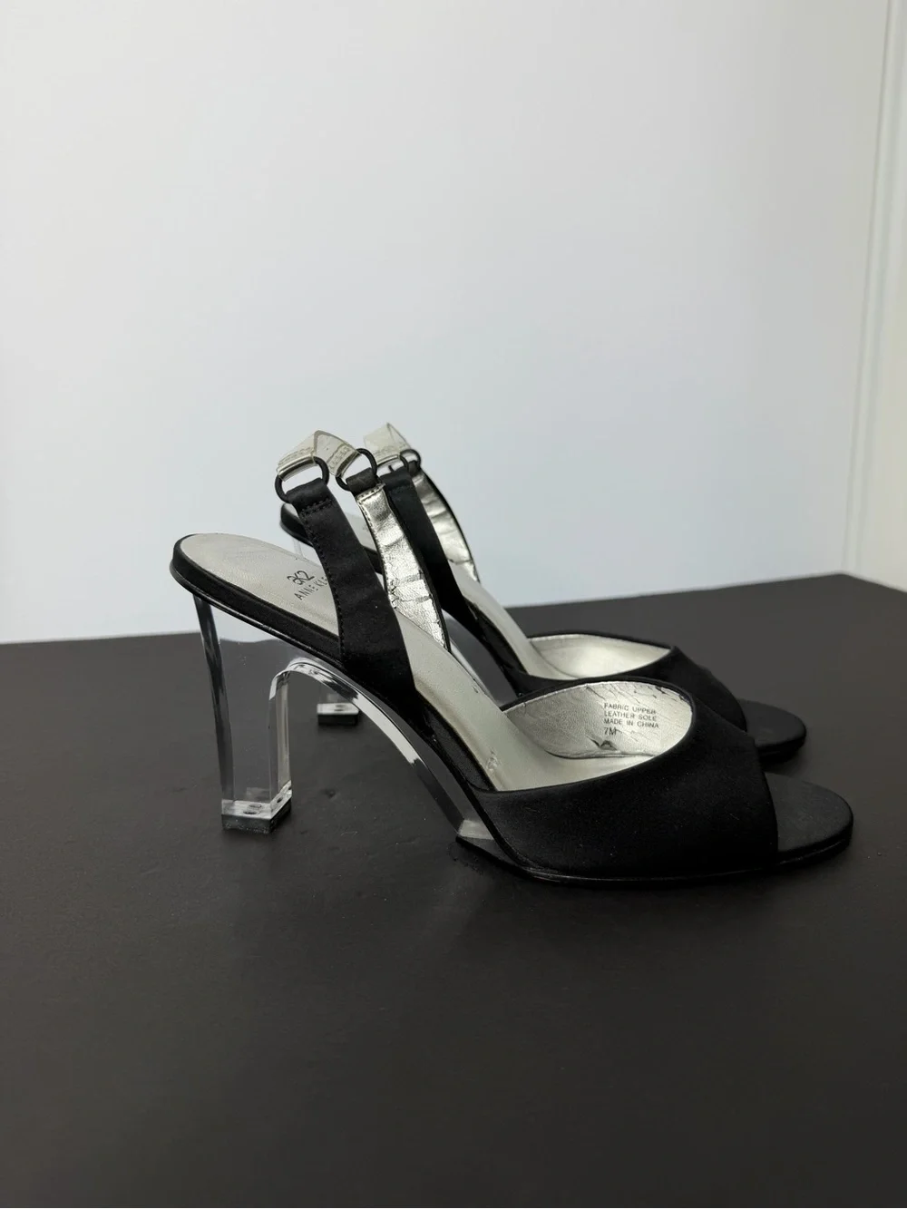 Ann Taylor Black Slingback with Clear Lucite Block Heel